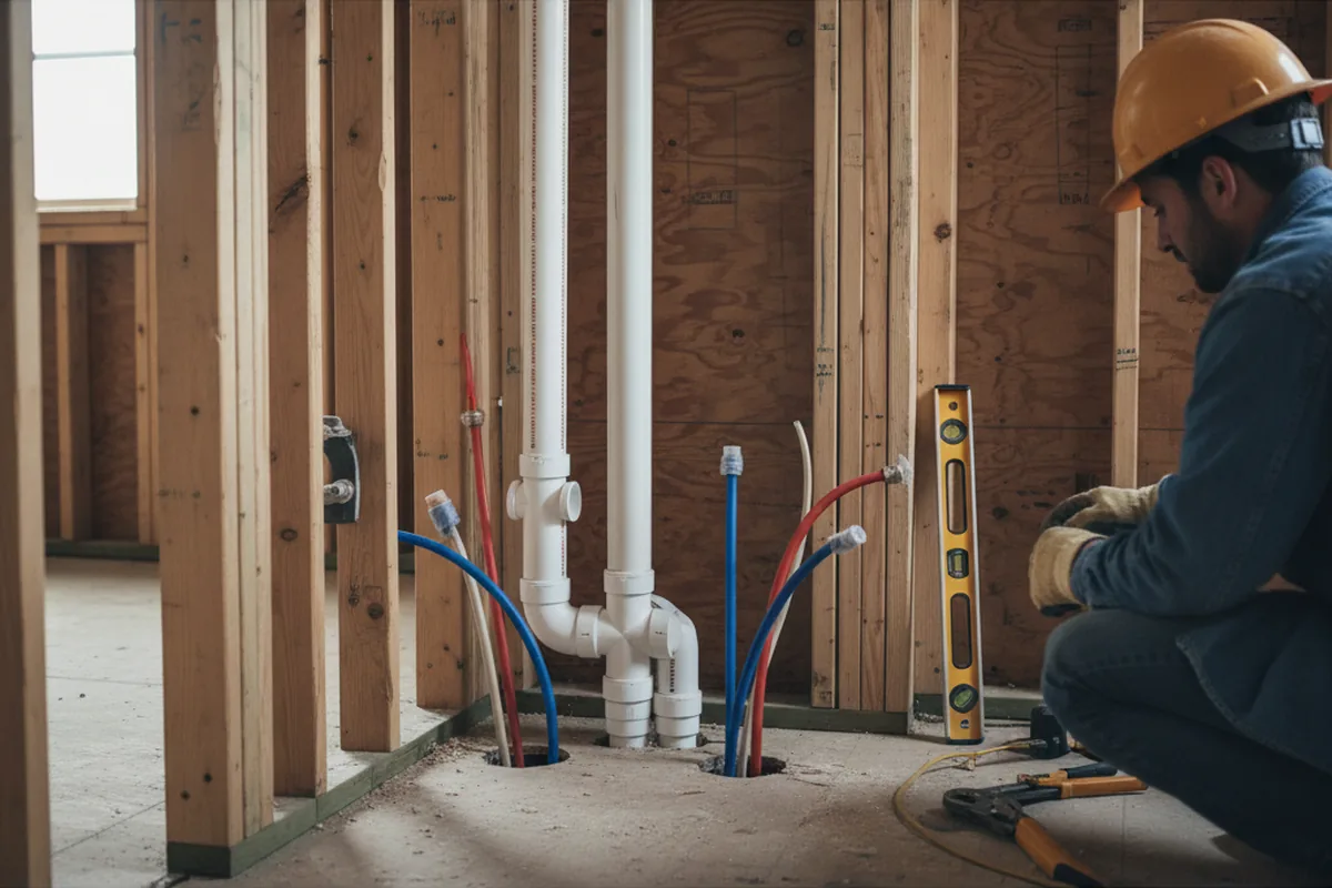 Drain and supply rough-in during Garbage Disposal Repair in Las Vegas