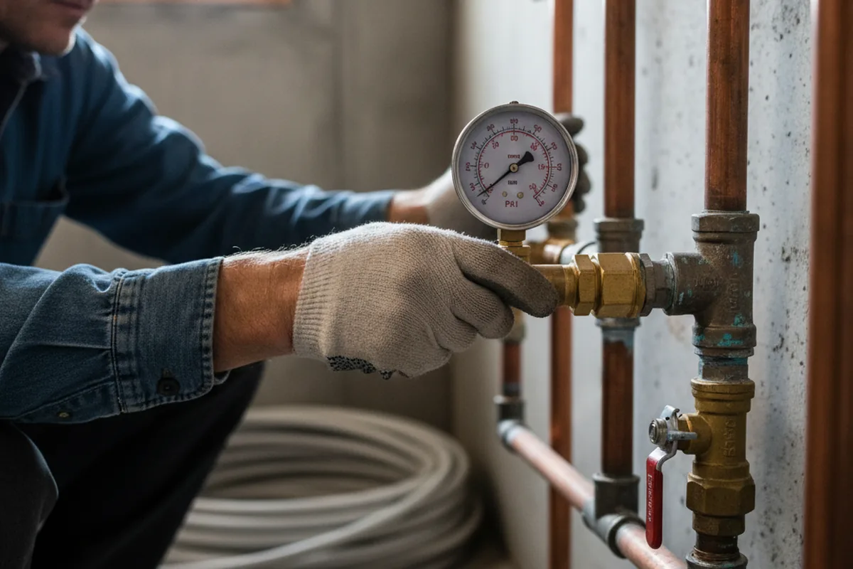 Pressure testing a repaired line during Water Line Repair in Las Vegas